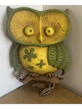 Vtg Grandmacore Sexton USA 1970 Owl Wall Art Hanging Cast Aluminum Cottagecore